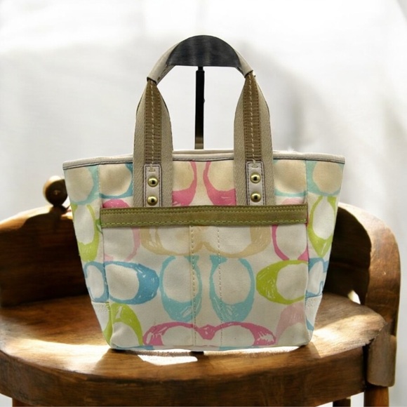 Coach Hampton Pastel Signature Scribble Hand Bag - Picture 2 of 11